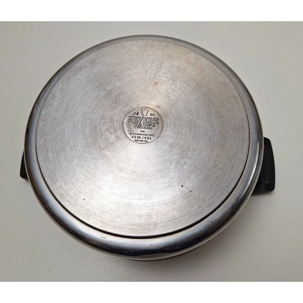 Revere Ware 4 1/2 Qt Stainless Steel Tri-Ply Disc Bottom Stock Pot  18/10 No Lid